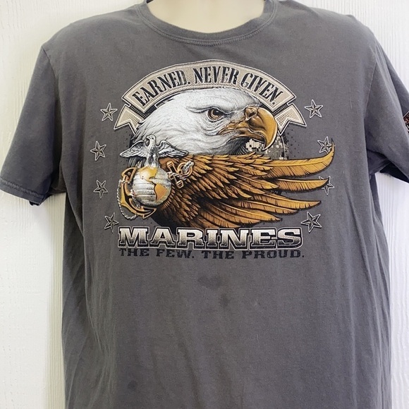 Harley Davidson - Vintage Earned Never Given Marines Dothan Alabama Shirt Size L - Picture 3 of 12